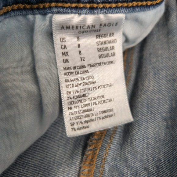 American Eagle Hi-Rise Denim Mini Skirt Dark Wash Stretch Casual Size 8 - Picture 8 of 8